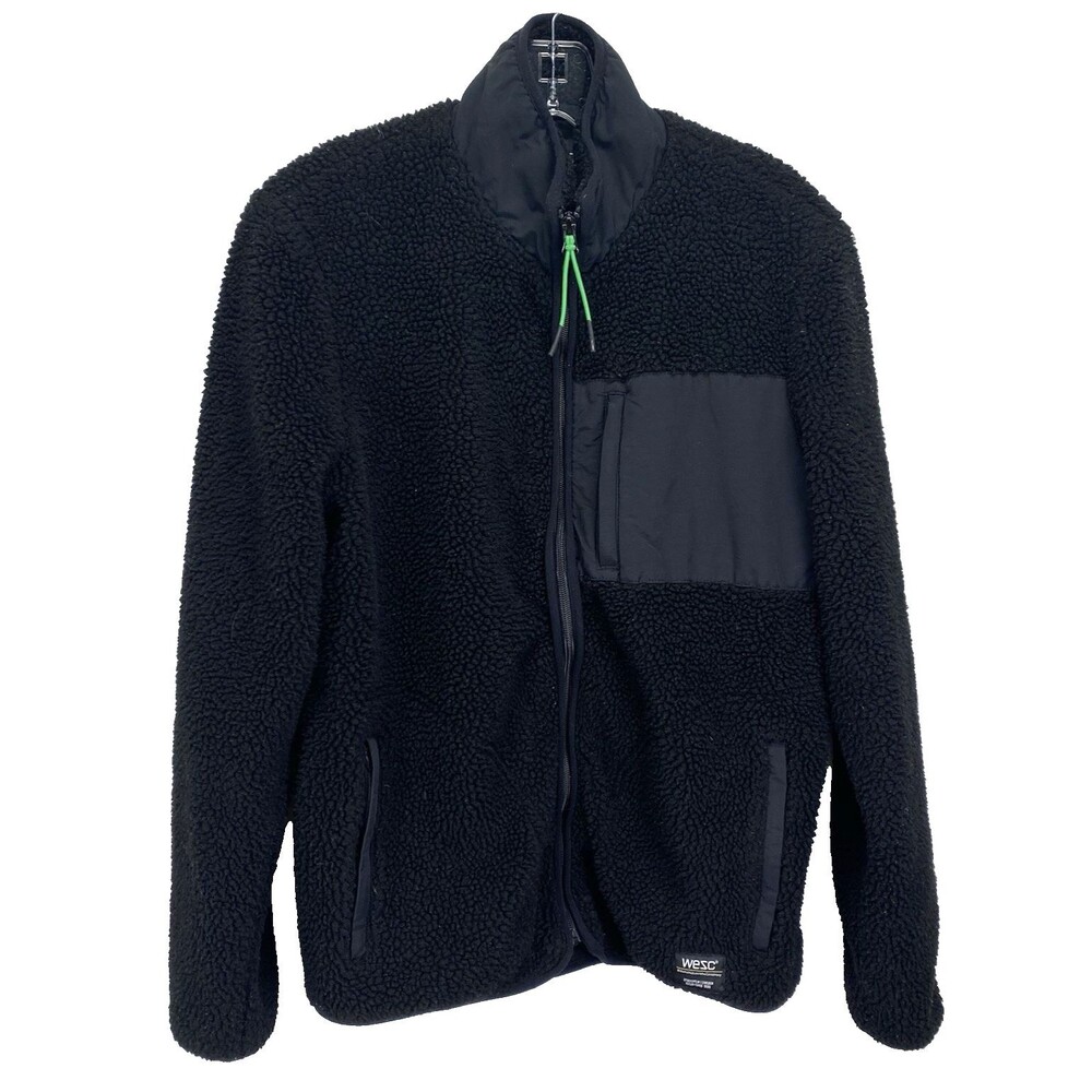 WESC Mortiz Unisex Teddy Fleece Black Jacket Size Men's Medium Women's Large